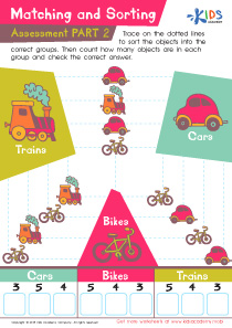 Matching and Sorting for Kindergarten: Assessment 3 Worksheet: Assessment 1, Free Printable PDF ...